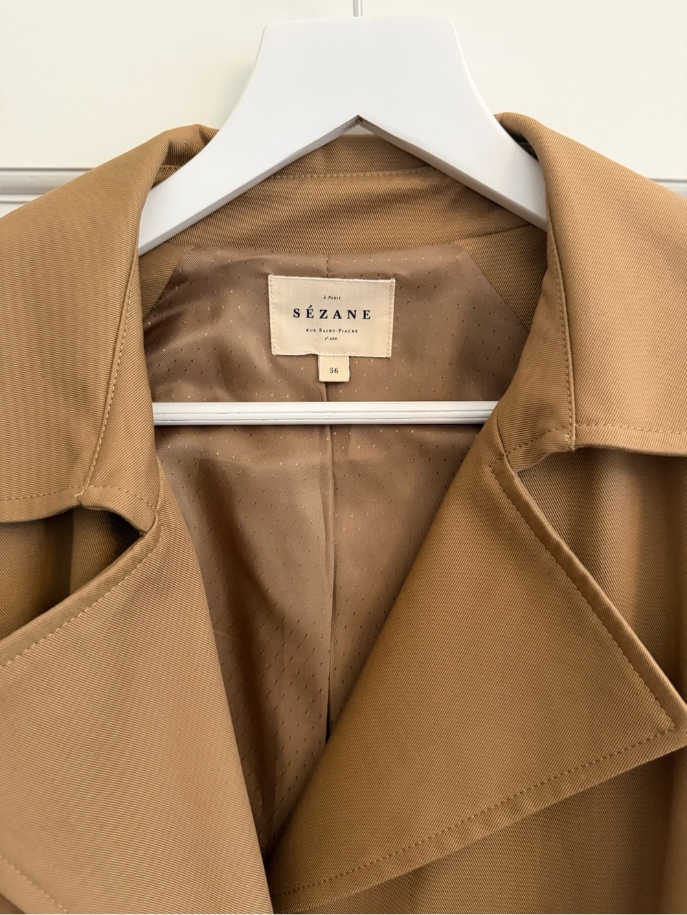 Sezane Scott Trench Coat Camel. - Size 36 - Picture 4 of 9